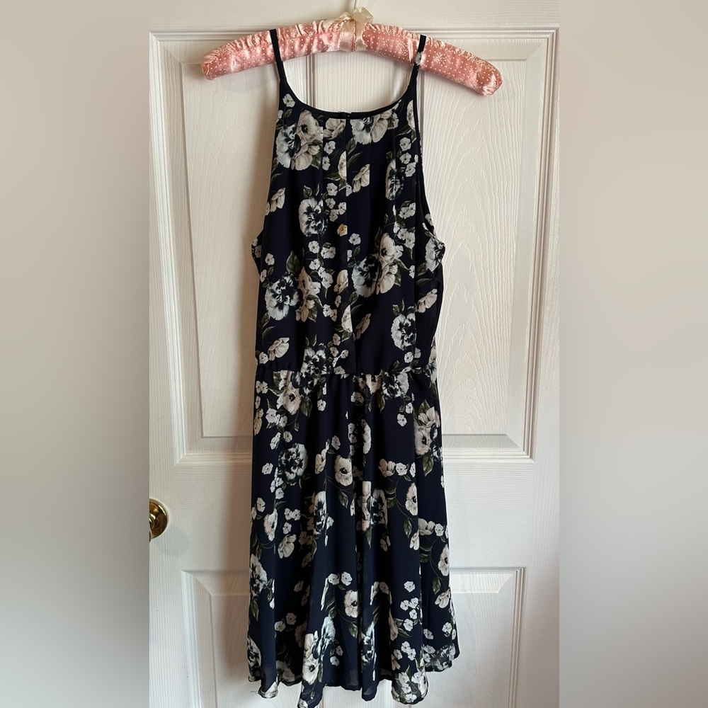 Women’s Navy Floral Fit & Flare Spring & Summer Party Dress Size Medium